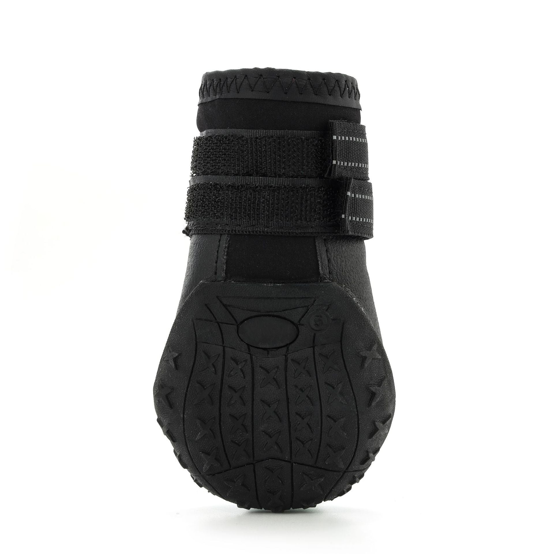 Botte pour chiens imperméable et résistante, vue de la semelle avec bandes velcro.