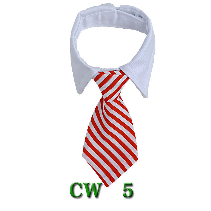 Nœud papillon pour chien en polyester à rayures rouges et blanches, élégant et confortable.