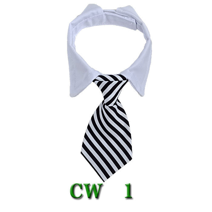 Nœud papillon pour chien en polyester à rayures noires et blanches, élégant et durable pour animaux
