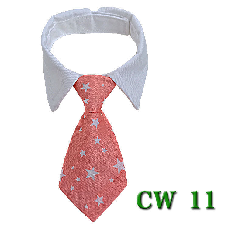 Nœud papillon en tissu avec étoiles blanches pour chien, accessoire élégant, couleur rouge corail.