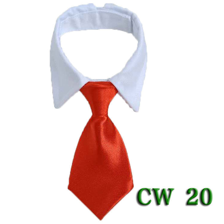 Nœud papillon pour chien élégant en polyester avec tie orange et col blanc, accessoire chic pour animaux.