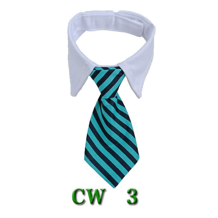 Nœud papillon en polyester à rayures turquoise pour chien, accessoire élégant et durable.