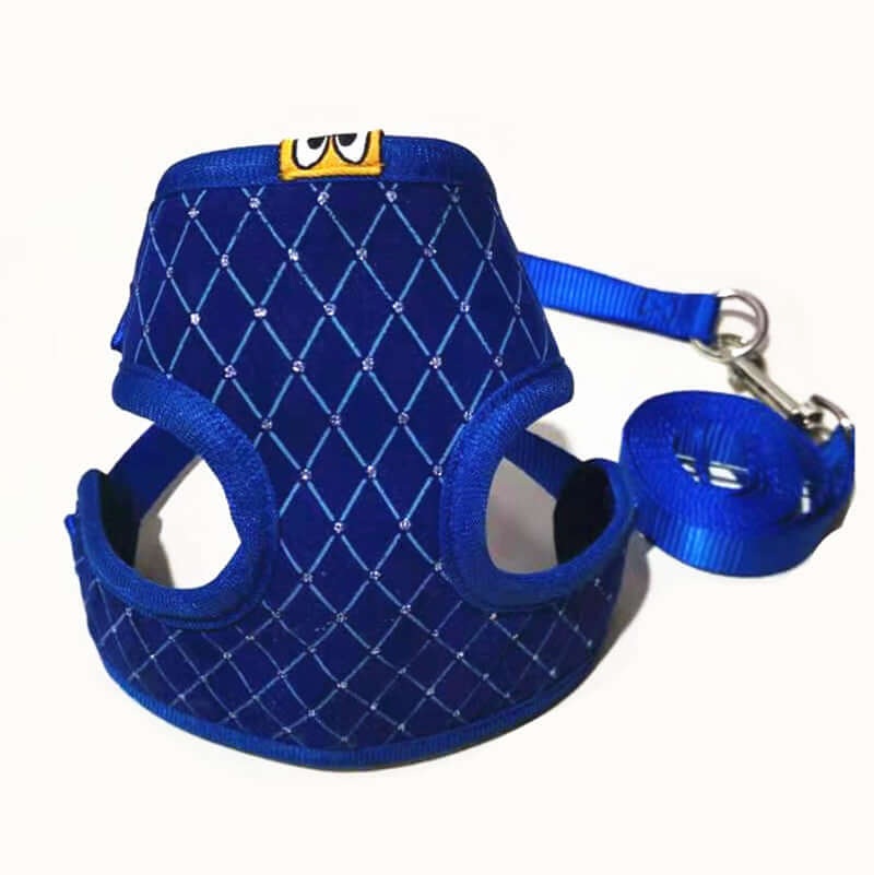 Harnais bleu en nylon durable pour chiens avec laisse assortie, conçu pour petits animaux, style confortable et sécurisé.