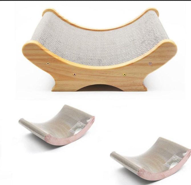 Grindoir U en forme de lit pour chat, parfait pour le grattage et le divertissement de votre félin.
