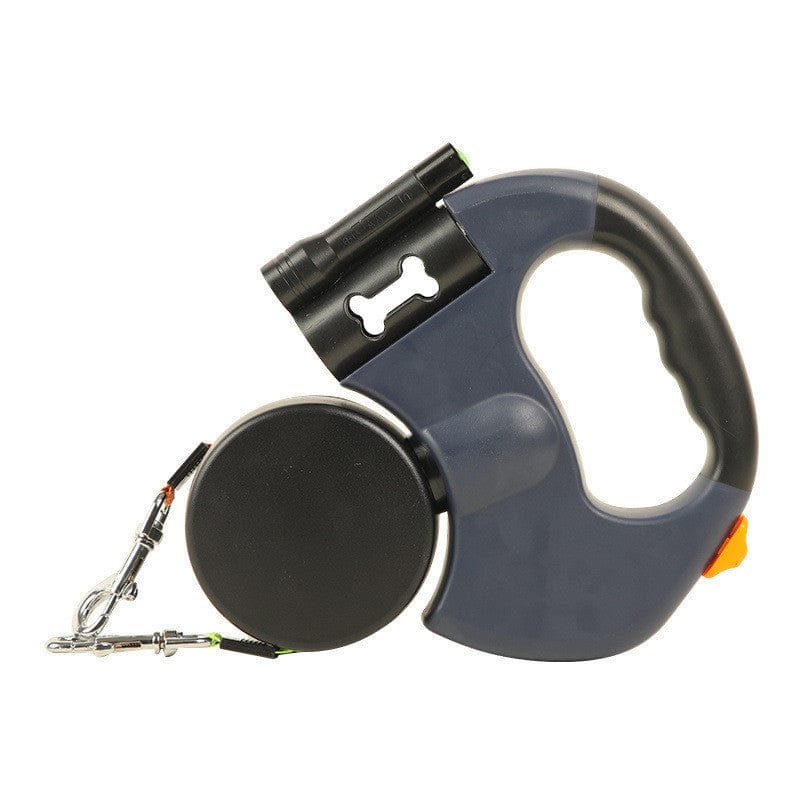 Sangle de traction télescopique automatique avec lampe pour chien en ABS, flexible et durable.