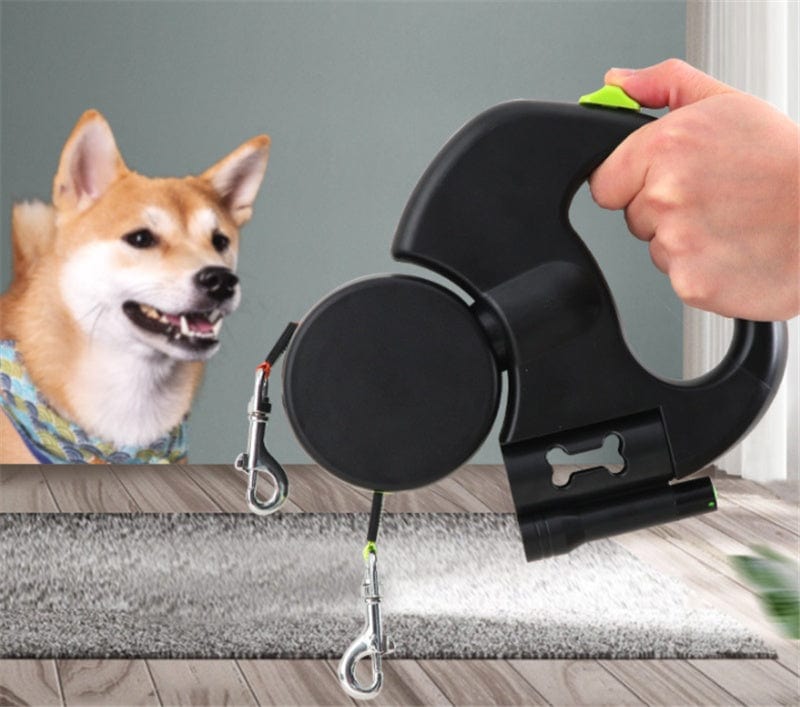 Sangle de traction télescopique automatique avec chien, idéal pour les accessoires pour animaux de compagnie.