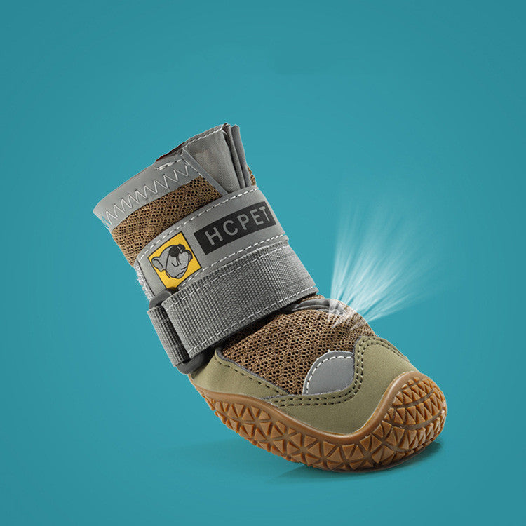 Chaussure d'été respirante pour chien, couleur gris, résistante à l'usure et anti-dérapante.