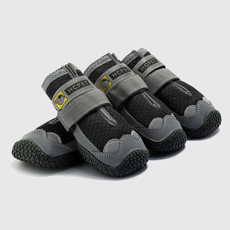 Chaussures d'été respirantes pour chiens, en caoutchouc, anti-dérapantes, couleurs grises, taille variable.