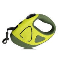 Laisse rétractable automatique pour chien avec LED de sécurité, idéale pour les promenades nocturnes.