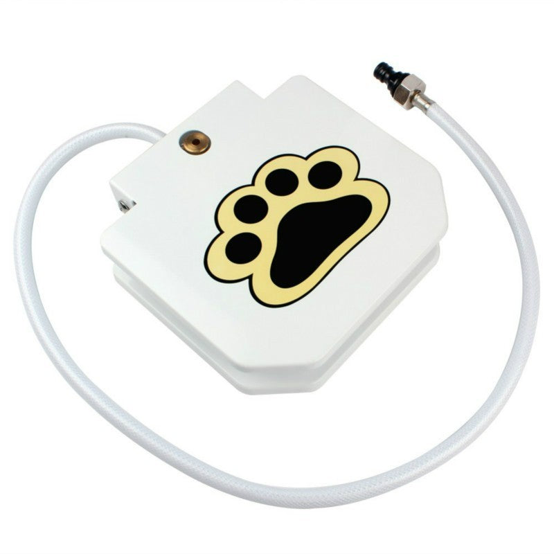 Distributeur d'eau automatique pour animaux avec motif de patte, conçu pour fournir de l'eau fraîche.