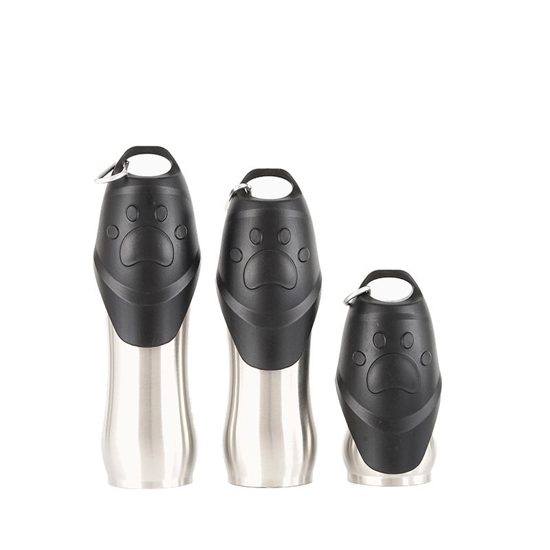 Bouteilles d'eau portables pour animaux de compagnie, en acier inoxydable, avec motif de patte.