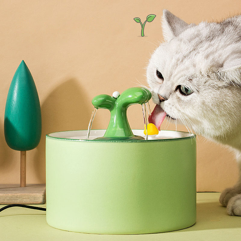 Fontaine à eau électrique en céramique 1,5L pour chats et chiens