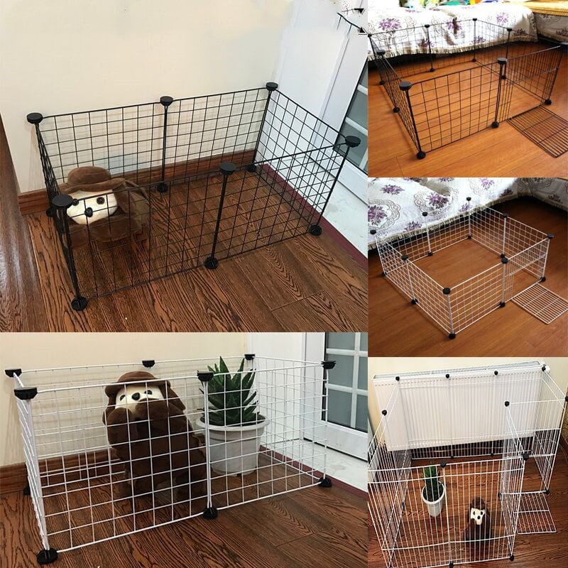 Cage à lapin isolante Splicing Teddy en fer et plastique, parfaite pour un espace confortable et sûr.
