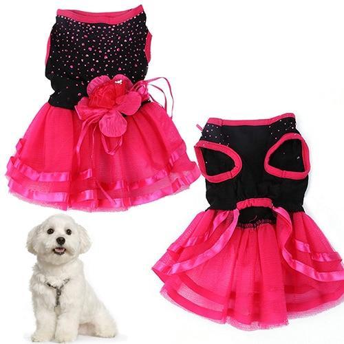 Robe de mariée chic pour chien noire et rose avec volants, parfaite pour occasions spéciales, collection Pet Princess.