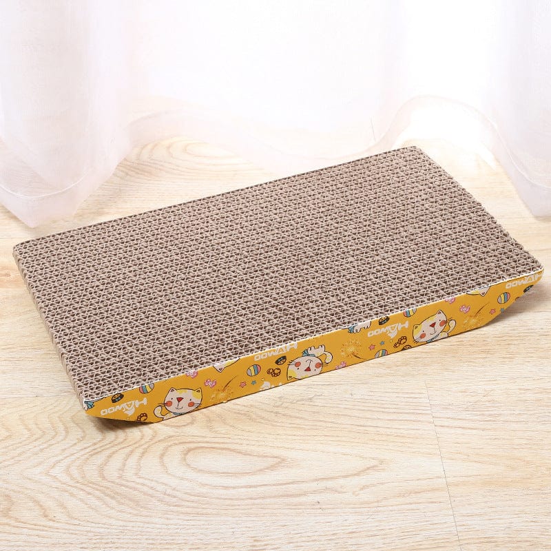 Planche à gratter en carton ondulé trapézoïdal pour chat, idéale pour le bien-être félin et ses instincts naturels.