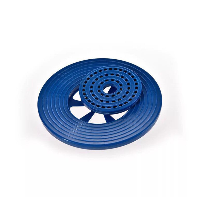 Discs en plastique bleu empilés, idéaux pour accessoires d'animaux ou jouets interactifs pour chien et chat.