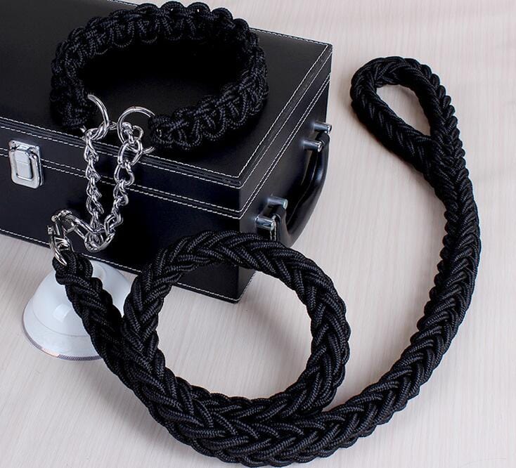 Collier et laisse pour chien en coton biologique, ensemble durable et confortable pour les promenades.