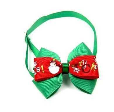 Noeud de cheveux vert et rouge avec motif de Noël pour animaux de compagnie.