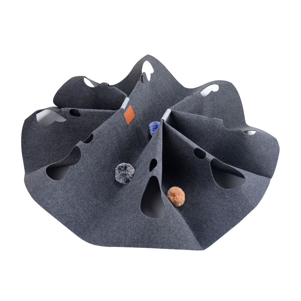 Couverture à trou pour chat gris/bleu