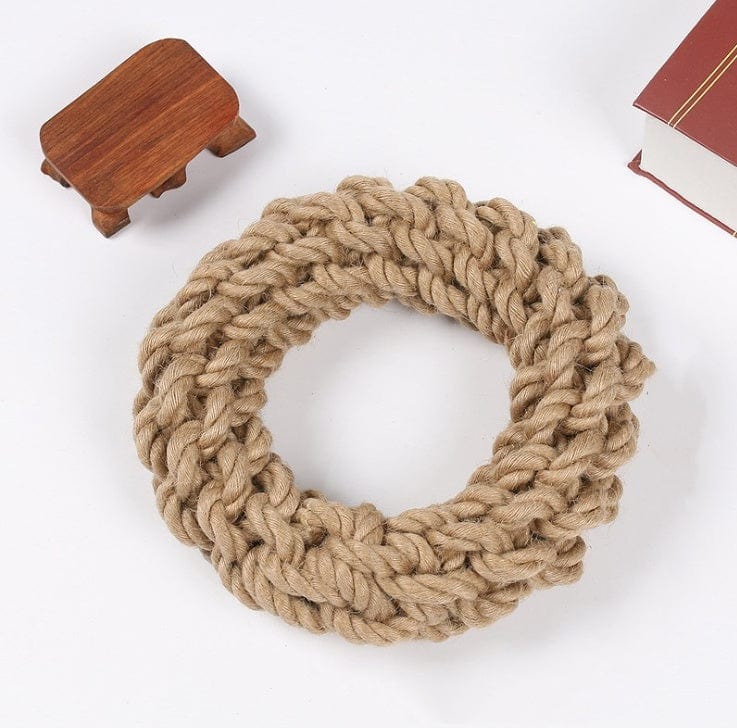Anneau en corde de chanvre résistant pour chien, jouet durable et sûr, couleur attrayante.