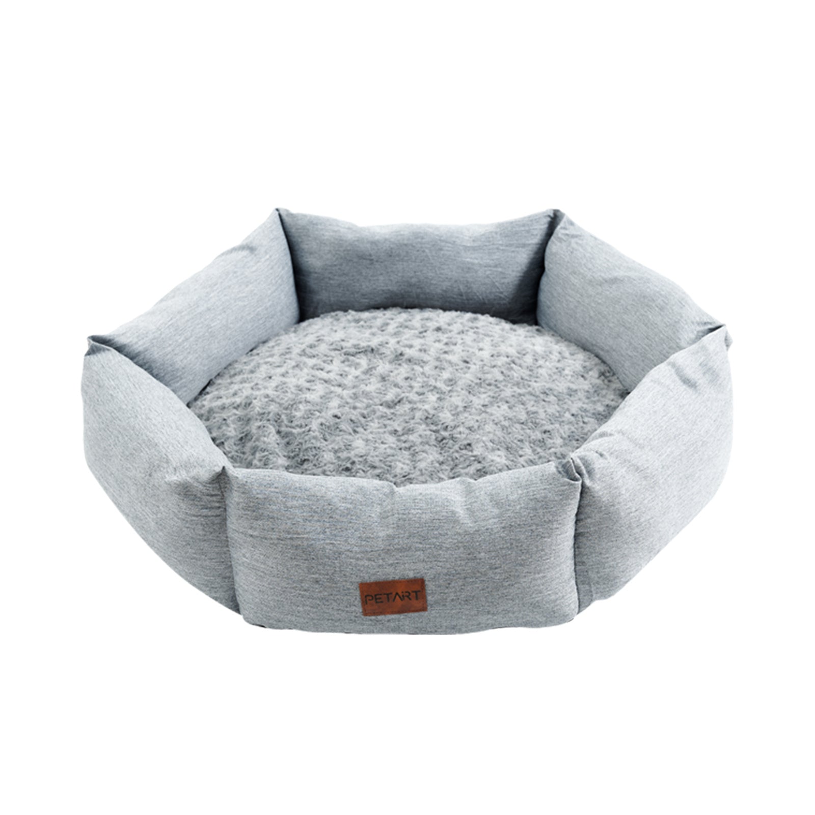 Lit Hexagonal en Velours Rose pour Chiens