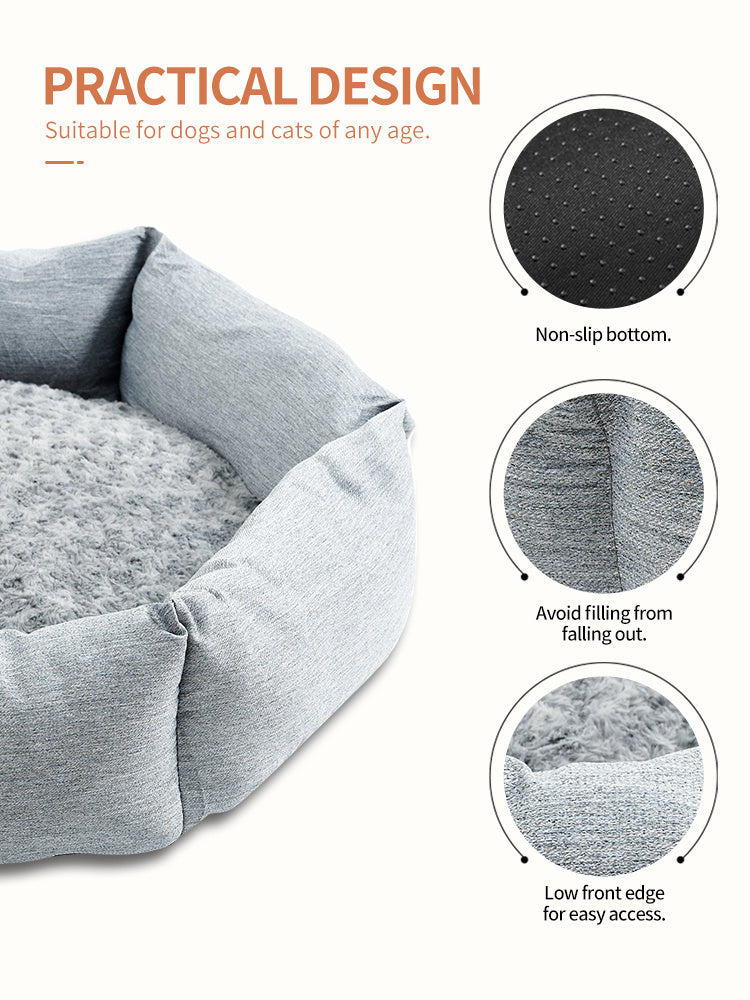 Lit Hexagonal en Velours Rose pour Chiens