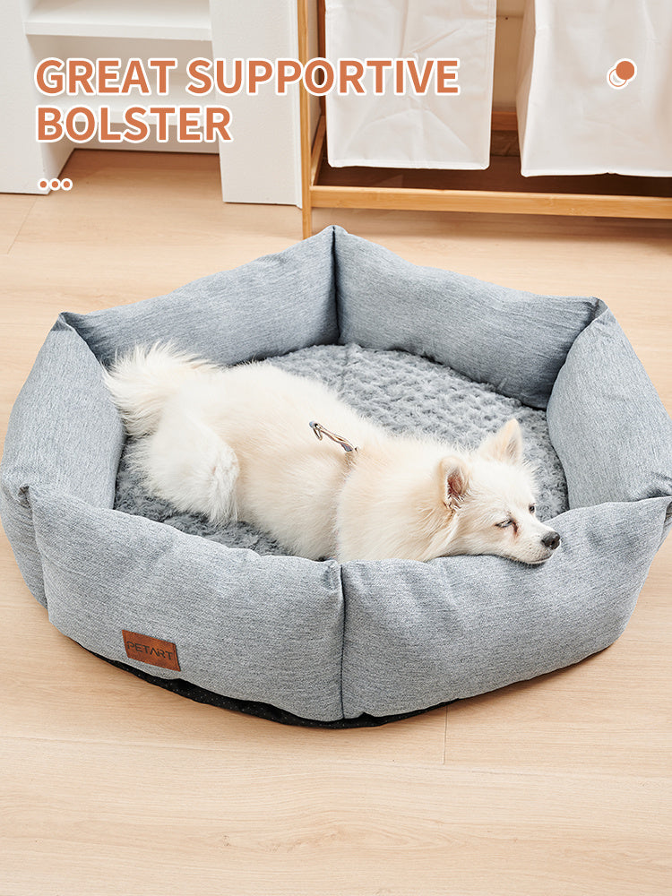Lit Hexagonal en Velours Rose pour Chiens