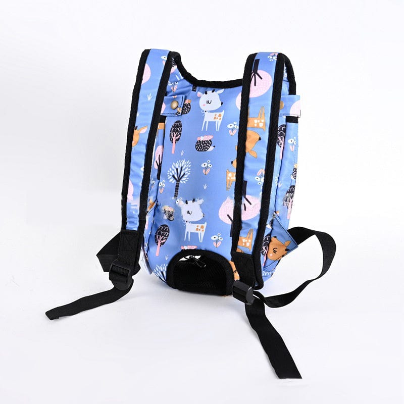 Sac à dos pour animaux de compagnie en nylon durable avec motifs colorés, confort et sécurité pour vos aventures.