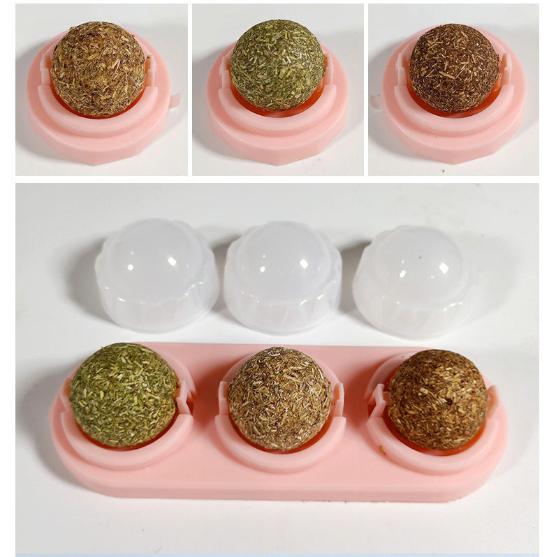 Lot de 3 Boules à Lick Auto-adhésives au Nepeta pour Chats