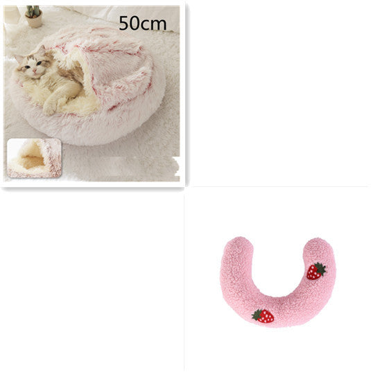 Lit Douillet 2 En 1 pour Chiens et Chats - Lit d'Hiver Rond en Peluche