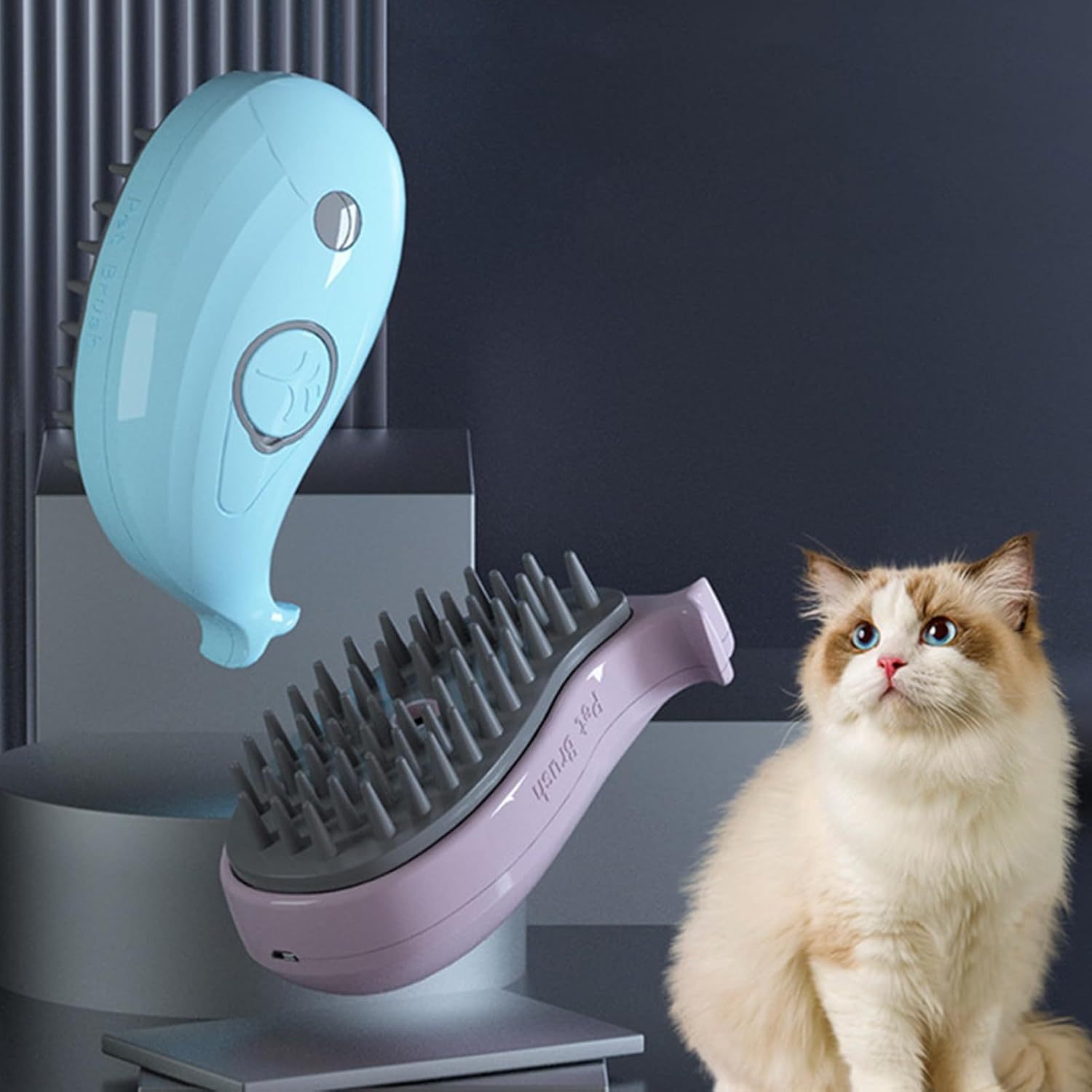 Brosse à Chats 3-en-1 en Forme de Baleine