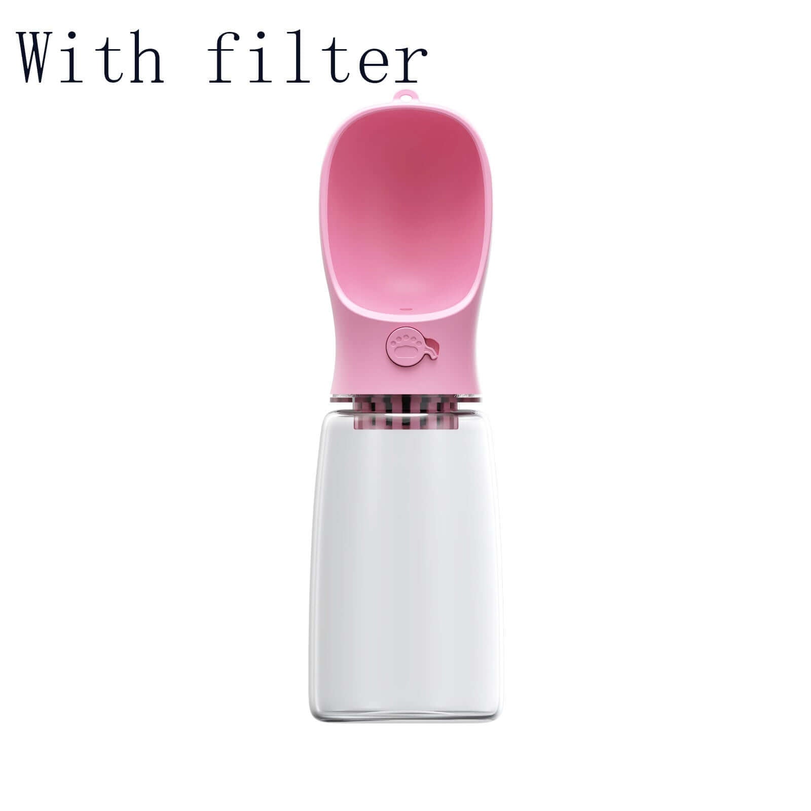 Gourde d'eau portable pour animaux avec filtre en ABS et PC, idéale pour chiens et chats, écologique et pratique.