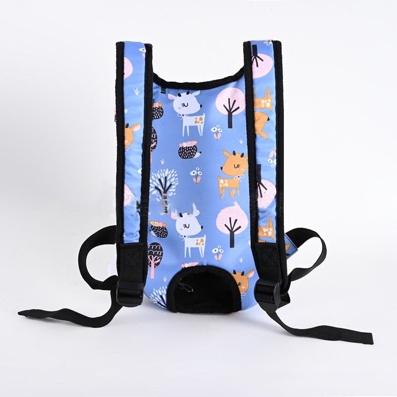 Sac à dos pour animaux de compagnie en nylon avec motifs colorés d'animaux.