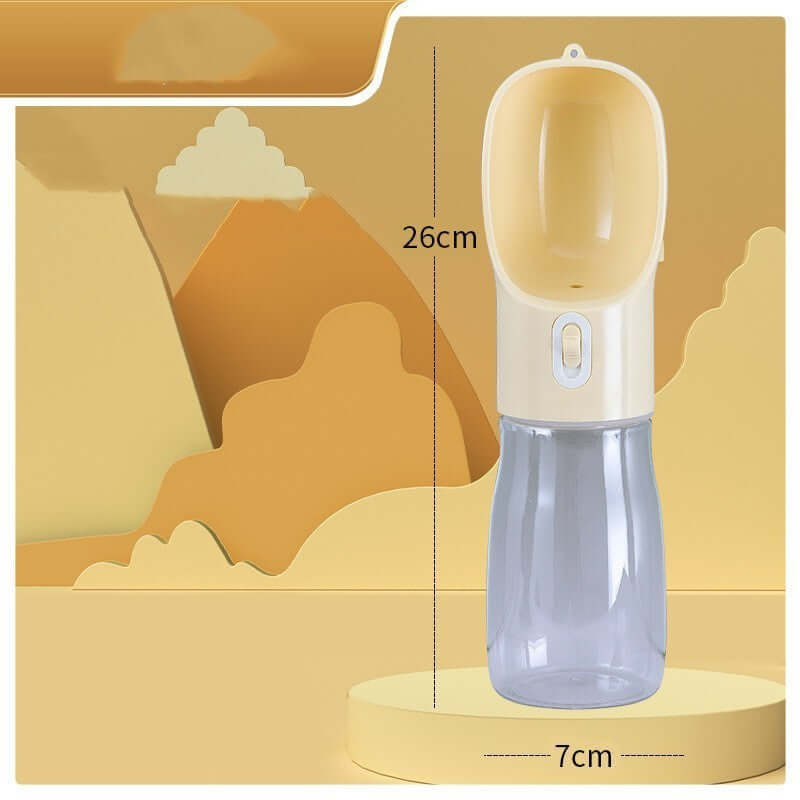 Bouteille d'eau portable pour chien, pratique pour les voyages et les randonnées avec un design sûr.