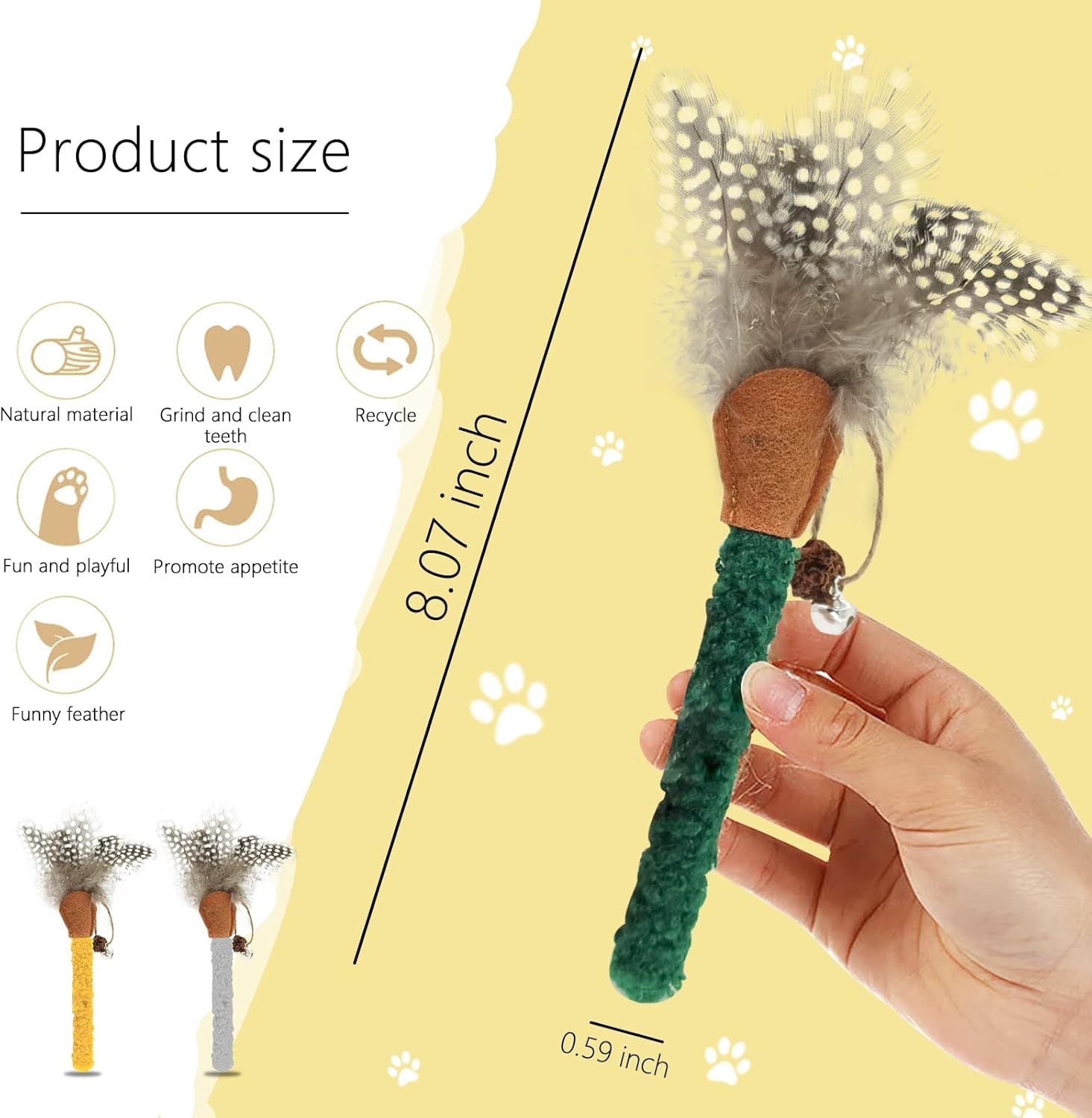 Bâtonnets à Mâcher pour Chats avec Plumes – Jouets Dentaires