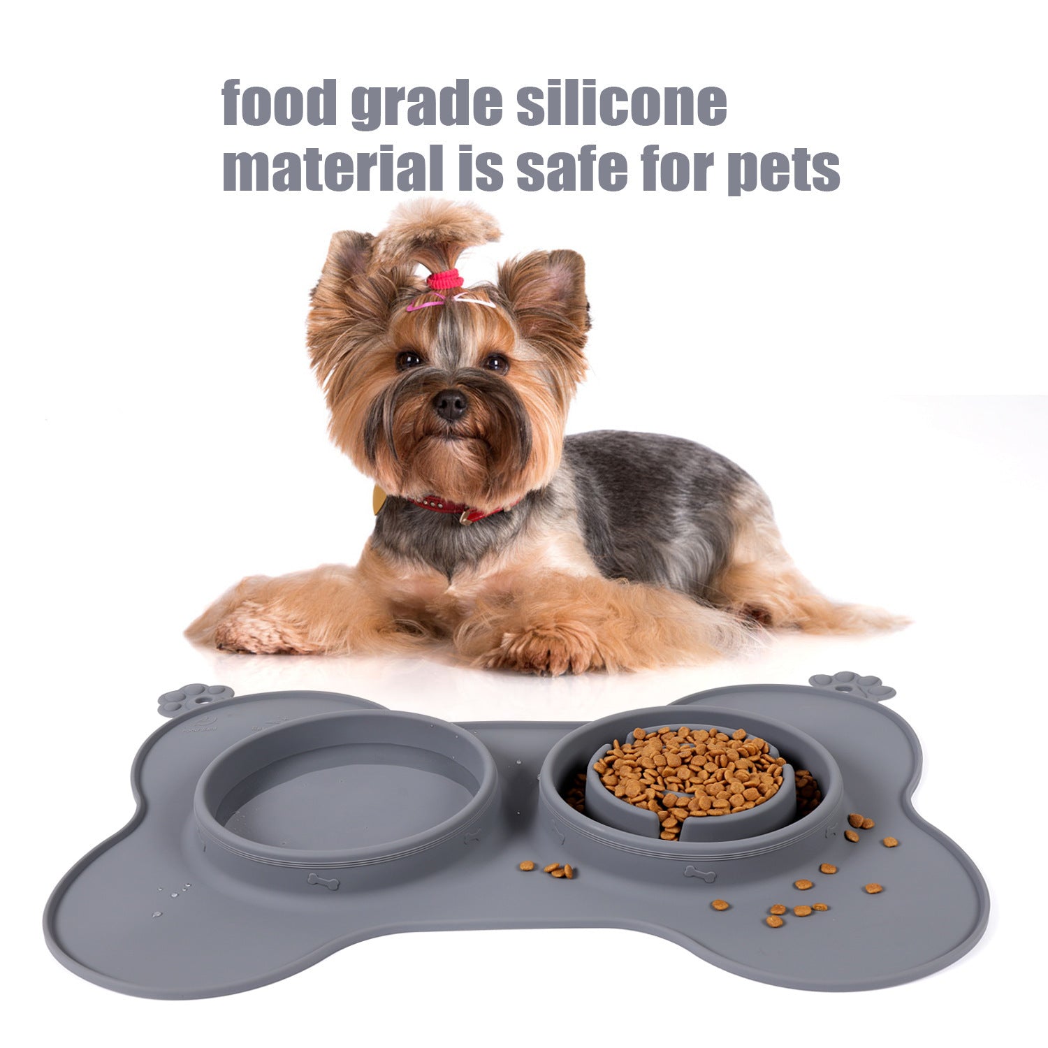 Bol Anti-Choke Double pour Chien avec Tapis en Silicone