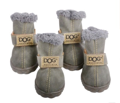Bottes d'hiver épaisses pour chiens en PU, imperméables avec doublure en fourrure, confort optimal en hiver.