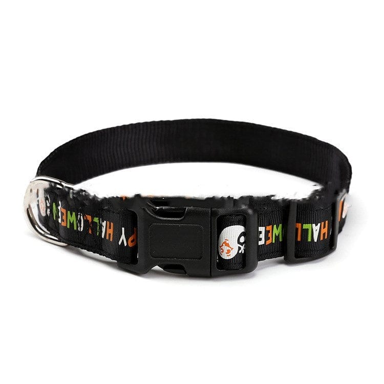 Collier de Halloween pour animaux de compagnie avec motifs festifs, idéal pour chiens et chats.