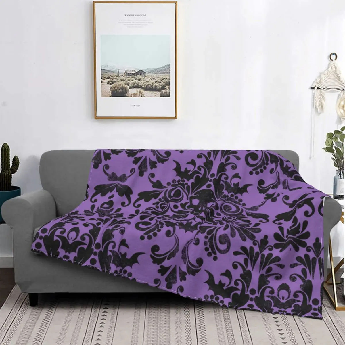 Couverture Flanelle Sorcière Gothique pour Halloween