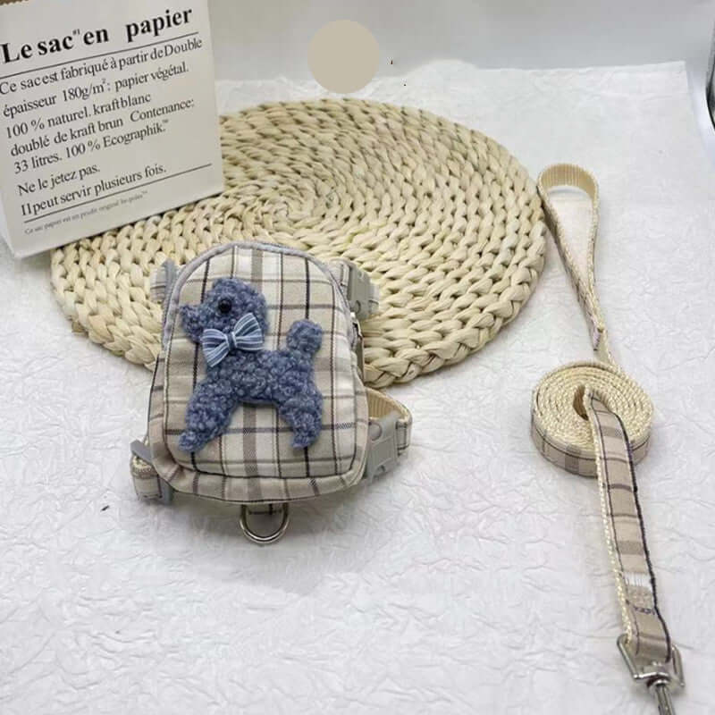 Sac à dos pour animaux avec harnais et laisse, conçu pour le confort et la sécurité de votre animal.