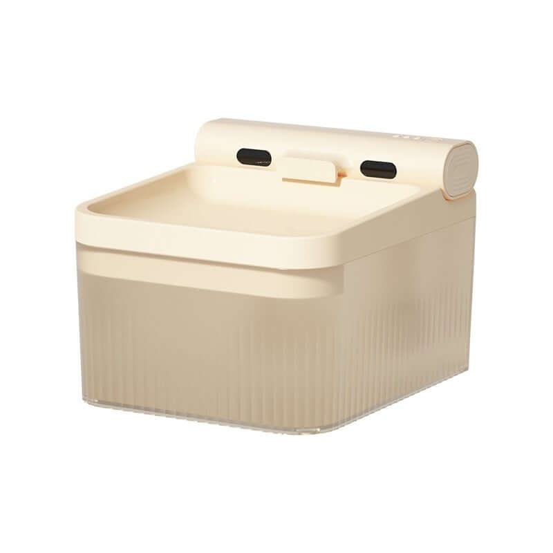 Distributeur d'eau intelligent pour animaux, 4L en beige, filtre à charbon pour eau fraîche et purifiée.