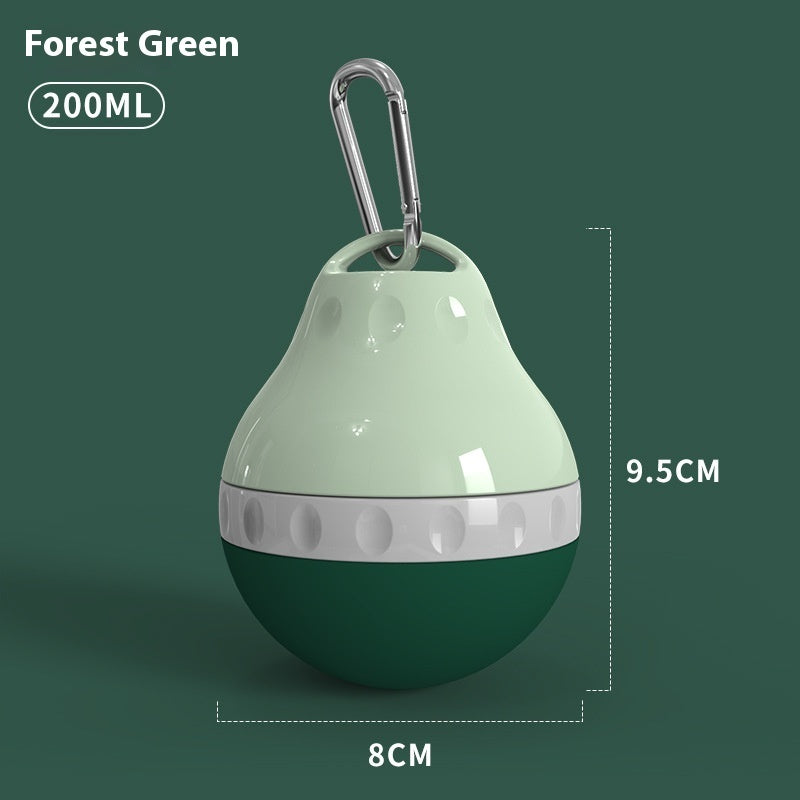 Gobelet d'eau portable pour chiens en vert forêt, 200ml, design pratique avec clip pour transport.
