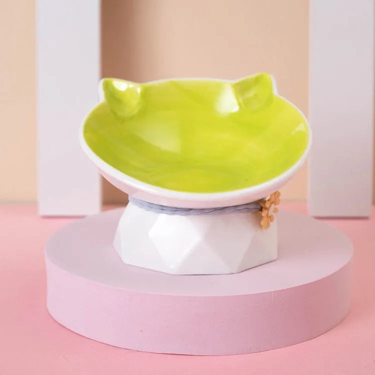 Bol en Céramique pour Chat - Rose Lotus et Bleu