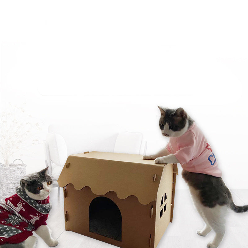 Maison en carton double couche pour chats