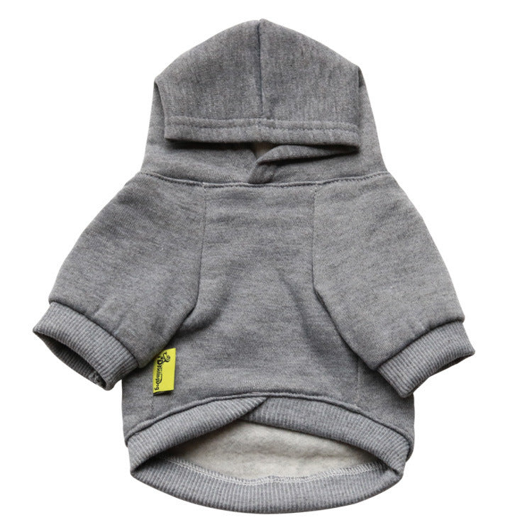 Sweat à capuche en polaire gris pour chien, confortable et chaud, vêtements pour animaux.