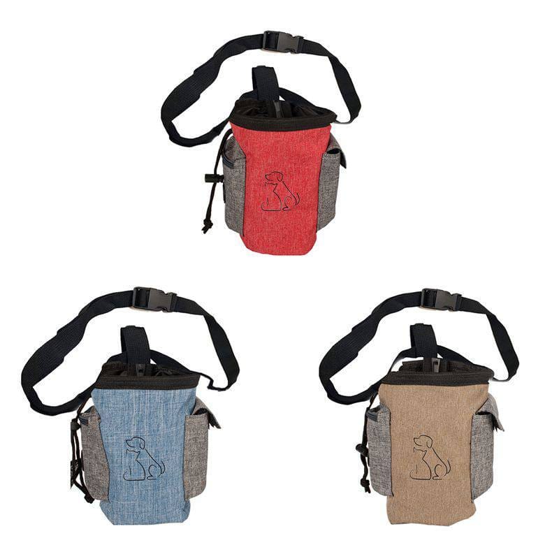 Sac à nourriture pour chien en tissu Oxford, disponible en rouge, bleu et beige, idéal pour ranger 20L de friandises.