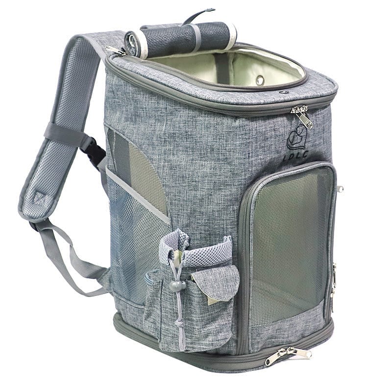 Sac de transport portable pour petits chiens et chats, en tissu lin, avec poches et design éco-responsable.