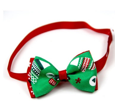 Nœud papillon de Noël vert pour chiens et chats, accessoire festif en 8 couleurs, ajustable de 20 cm à 26 cm.