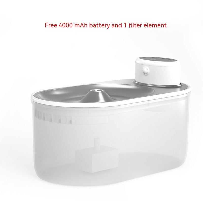 Distributeur d'eau intelligent pour animaux, avec batterie 4000 mAh et élément filtrant inclus.