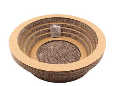 Tapis grattage circulaire en carton pour chat, idéal pour le grattage et le jeu, enrichi en catnip.